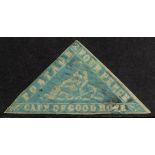 SOUTH AFRICA CAPE OF GOOD HOPE 1861 pale milky blue "Woodblock", triangular, SG 14, lightly used