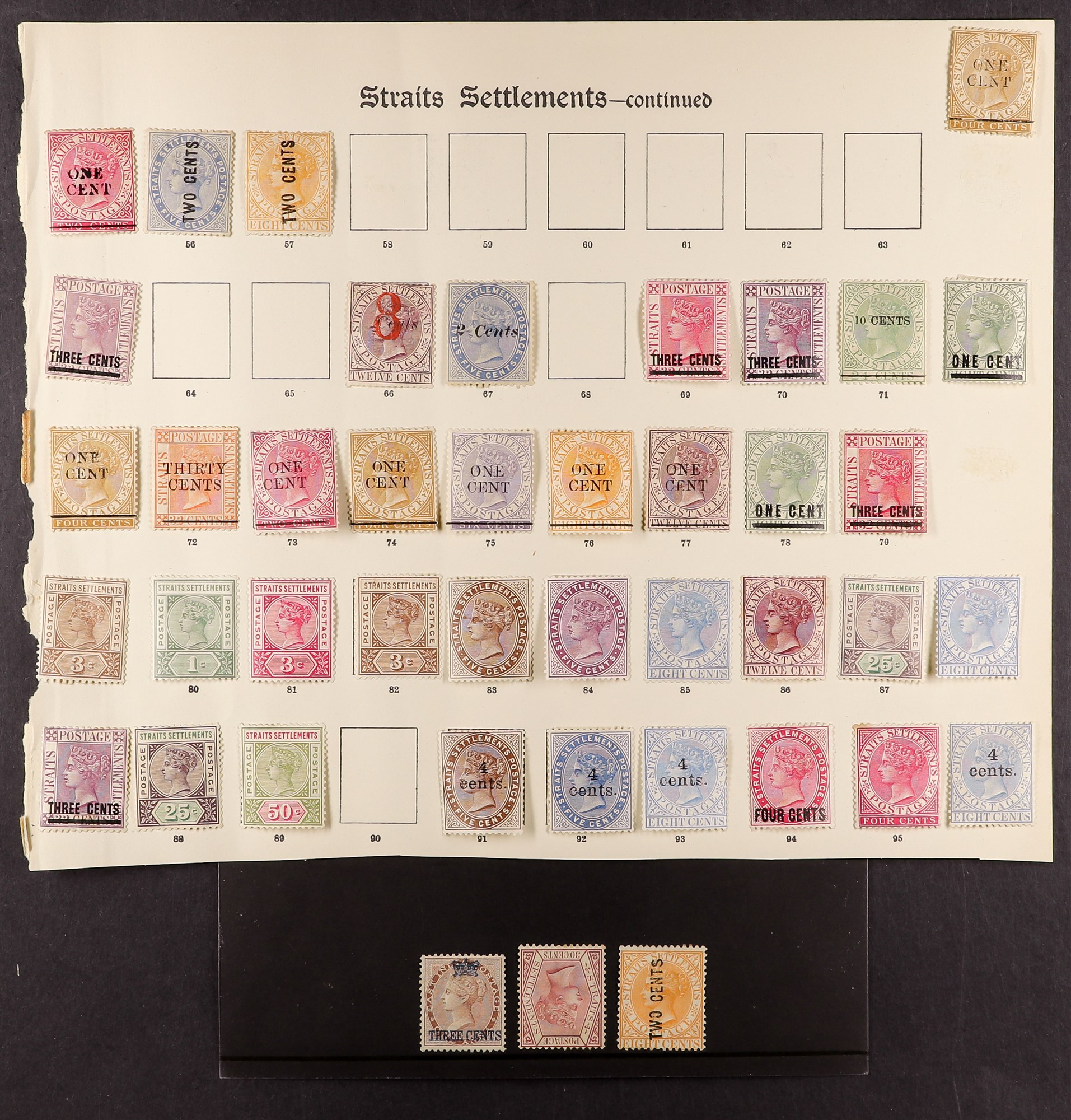 MALAYA-STRAITS SETT. 1867-99 MINT COLLECTION ON IMPERIAL PAGES incl. 1867 on India 1½c on ½a and