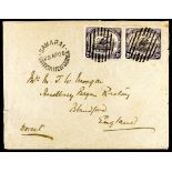 PAPUA 1906 (25th April) envelope to England, bearing Lakatoi 2d pair tied oval of bars "BNG",