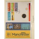GB.ELIZABETH II 2002 MANCHESTER GAMES £2 COIN COVER with the uncirculated £2 coin and set of 5