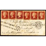 INDIA 1868 & 1875 OVERLAND MAIL COVERS FROM GB, DEFICIENT POSTAGE 1868 envelope to Madras, via