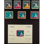 PARAGUAY 1961 Alan B Shepard, Space IMPERFORATE set and miniature sheet, Mi 979/85 & Mi Block 13,