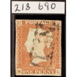 GB.QUEEN VICTORIA 1841 1d pale red-brown plate 72 imperf with boxed “No. 1” receiving house hand