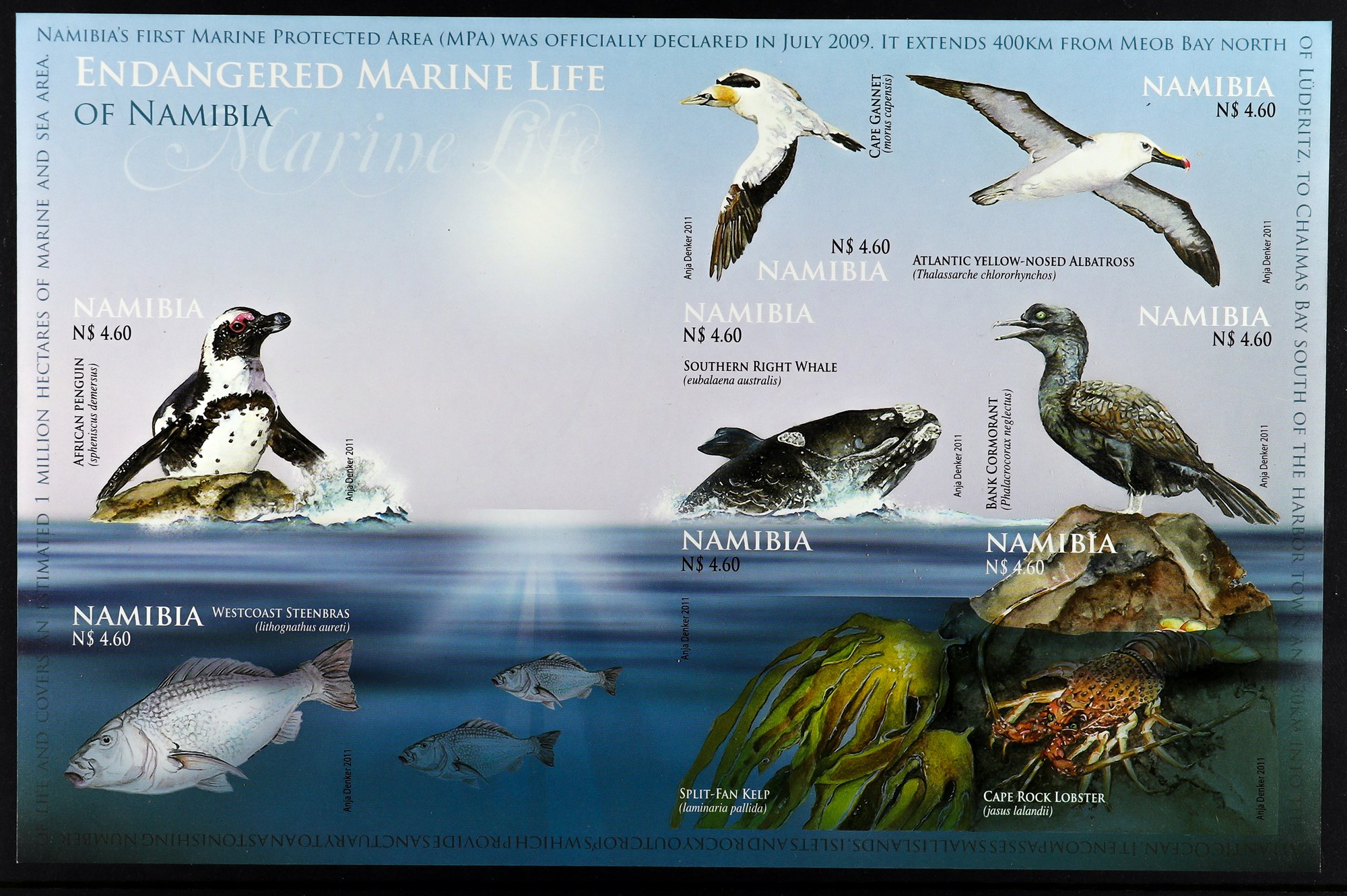 NAMIBIA 2011 Endangered Marine Life miniature sheet (as SG MS 1167a) IMPERF, never hinged mint.