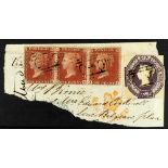 GB.QUEEN VICTORIA CRIMEA WAR 1854-56 a piece addressed to London, bearing 1d red Z15 plate 6 strip