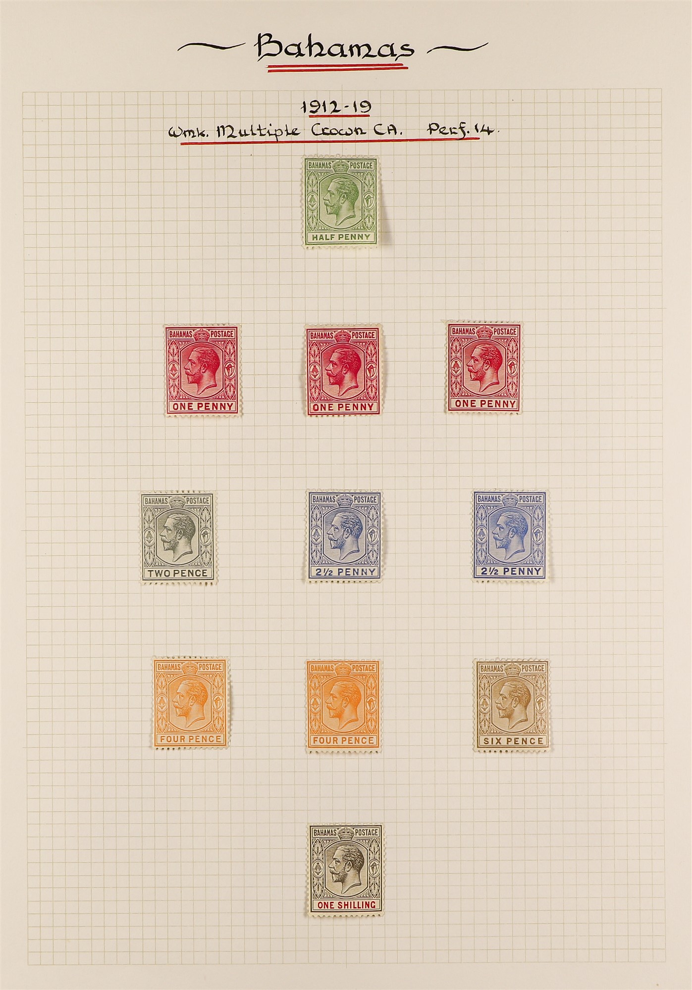 BAHAMAS 1901-35 MINT COLLECTION incl. Staircase types, 1912-19 set to 1s plus some shades, 1917-1919 - Image 2 of 7