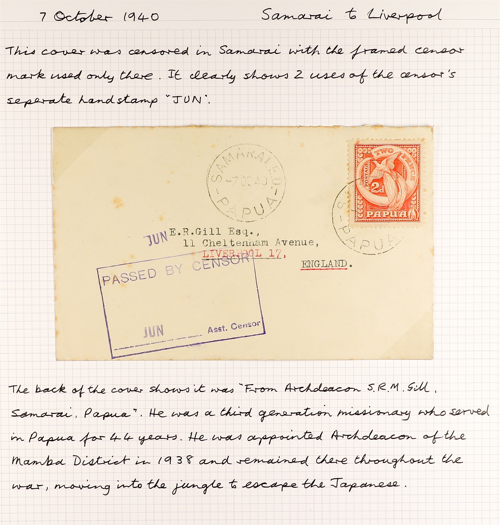 PAPUA WW2 CENSOR MARKS ON COVERS 1939-41 collection written up on pages, with various types of - Image 7 of 14