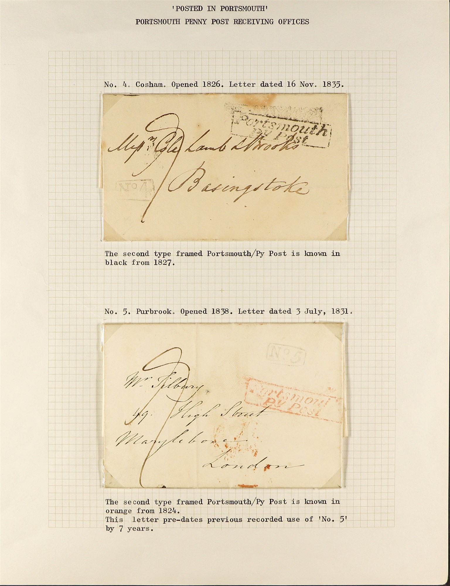 GREAT BRITAIN PORTSMOUTH POSTAL HISTORY a collection of entires incl. 1782 letter from a ship - Image 4 of 7