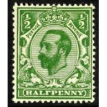 GB.GEORGE V 1911 ½d very deep green, SG Spec. N2 (7), fine mint. Cat. £450.