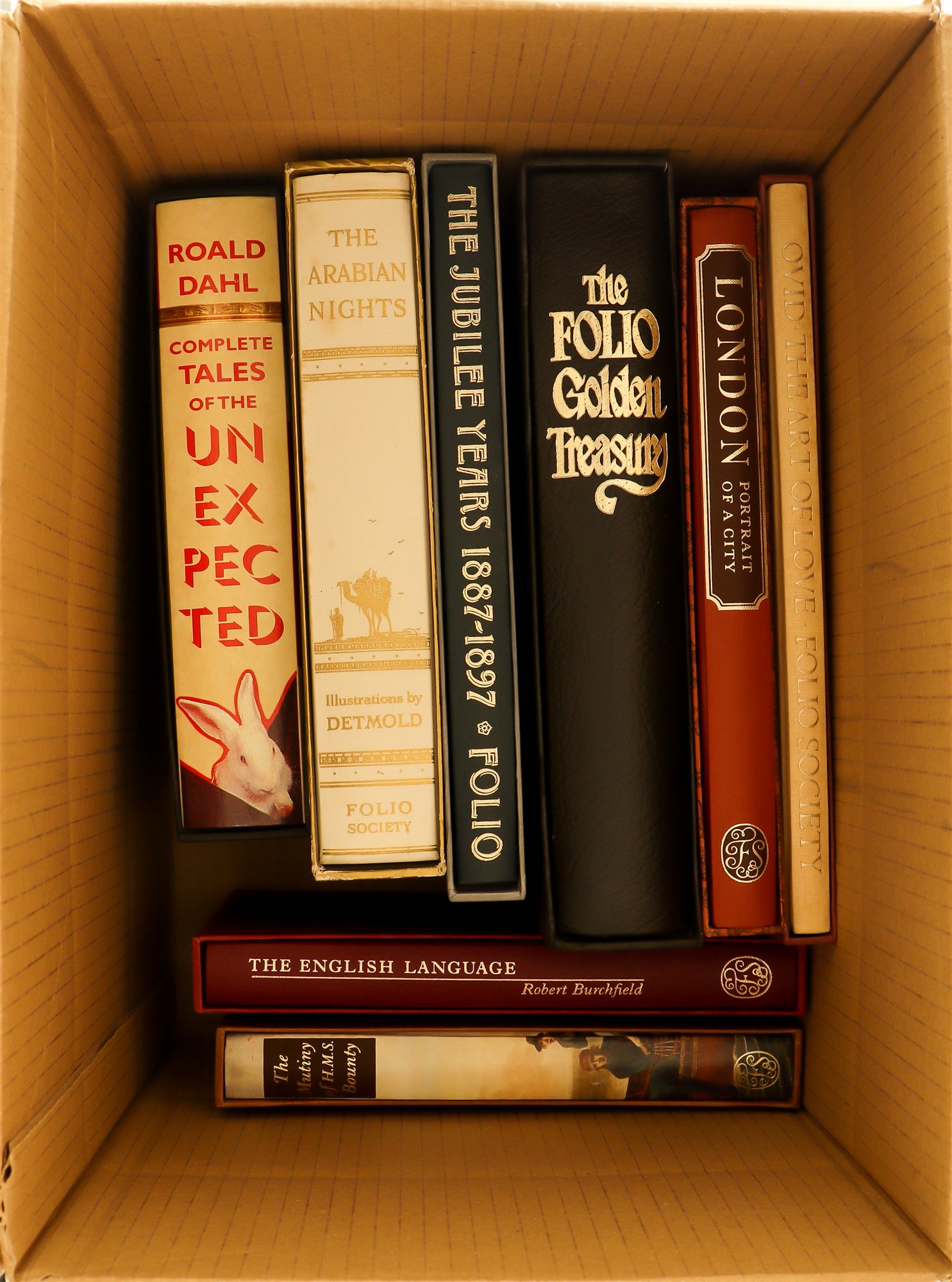 FOLIO SOCIETY: SMALL COLLECTION  of 8 books which include, Tales of the Unexpected (Dahl), The