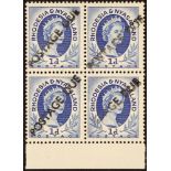 RHODESIA & NYASA. POSTAGE DUE 1954-56 1d ultramarine, a never hinged mint lower marginal block of