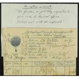 GERMANY BALLOON FLIGHT POSTCARD 1907 (24 Oct) printed Augsbourg Aero Club balloon flight card, flown