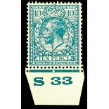 GB.GEORGE V 1924 10d deep greenish blue with "S33" control, fine mint.