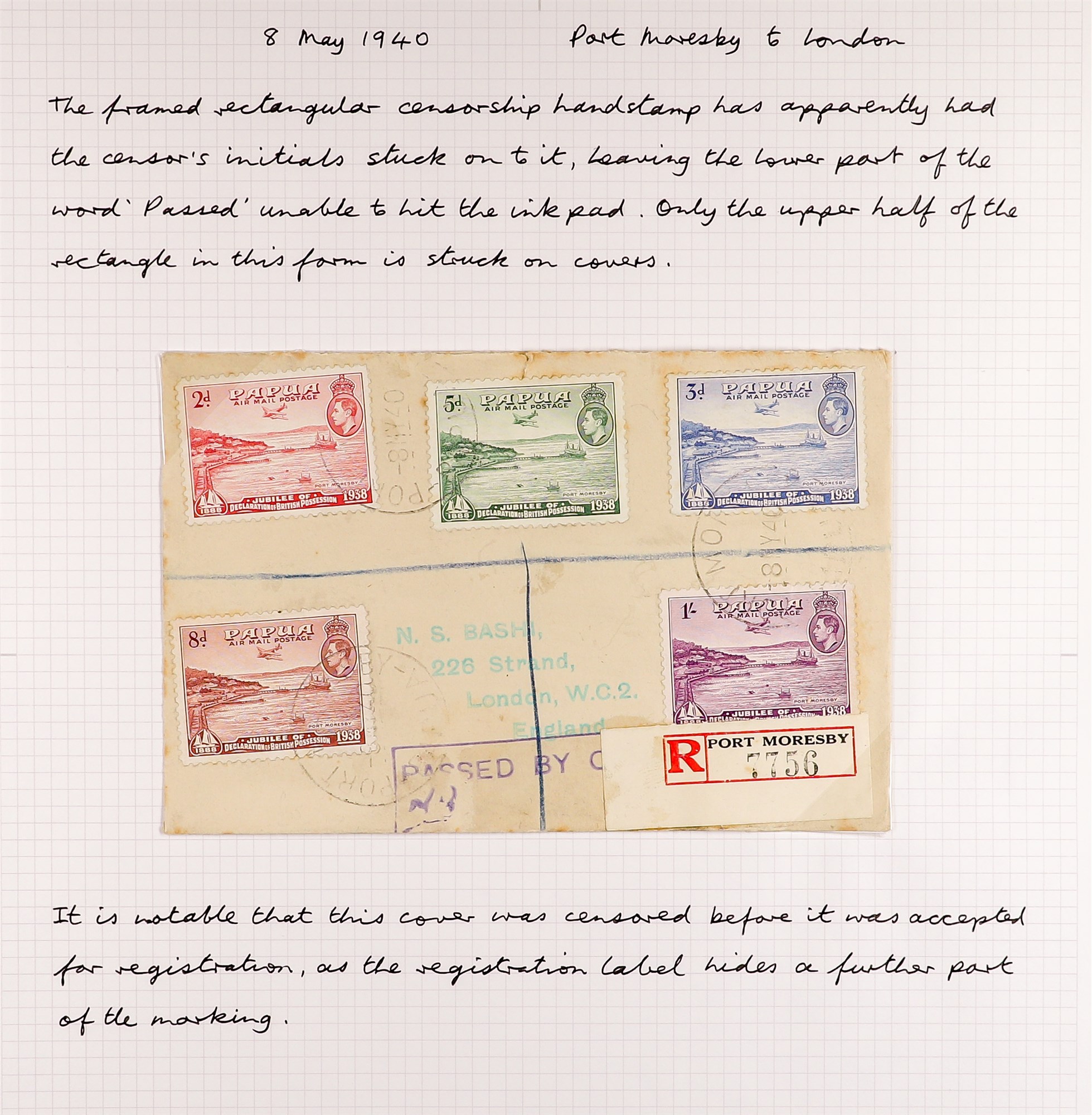 PAPUA WW2 CENSOR MARKS ON COVERS 1939-41 collection written up on pages, with various types of - Image 5 of 14