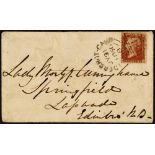 GB.QUEEN VICTORIA 1856 (21 Jly) env to Scotland bearing 1d perf 14 tied very fine "ALDERSHOT -