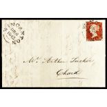 GB.QUEEN VICTORIA 1843 WINCANTON (SOMERSET) TOWN CANCEL ON 1D RED ENTIRE LETTER (6th December)
