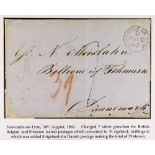 GB.QUEEN VICTORIA 1862-68 MAIL TO DENMARK a trio of covers, with 1862 unstamped letter from