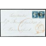 GB.QUEEN VICTORIA 1852 (21 Aug) EL registered from London to Macclesfield bearing a pretty pair of