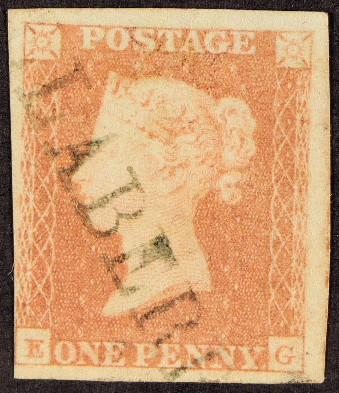 GB.QUEEN VICTORIA 1841 1d pale red-brown imperf used with straight line "OLLABERRY" (Shetland