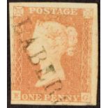 GB.QUEEN VICTORIA 1841 1d pale red-brown imperf used with straight line "OLLABERRY" (Shetland