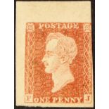 GB.QUEEN VICTORIA 1850 PRINCE CONSORT ESSAY 1d red-brown, SG Spec. DP71 (2), an upper left corner