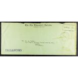 PAPUA 1940 OFFICIAL FREE (March) OHMS Treasury envelope, Port Moresby to Oiapu, showing violet boxed