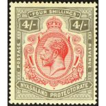 NYASALAND 1921-33 4s carmine and black, break in scroll, SG 111a, mint, some gum toning. Cat. £250.