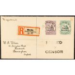 NEW GUINEA N.W.P.I. 1918 (January) a neat "Wilson" envelope Registered to England, bearing 9d and 1s