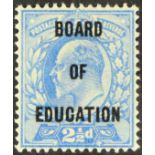 GB.EDWARD VII OFFICIAL - BOARD OF EDUCATION 1902 2½d ultramarine, SG O85, mint with large part