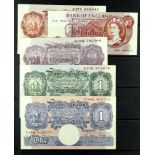 BANKNOTES Great Britain Peppiatt 10s mauve, £1 blue and pink, £1 green, plus O'brien 10s brown (2