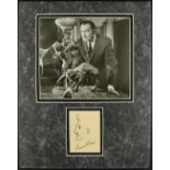 VINCENT PRICE HAND SIGNED PHOTO with 'self sketch' mounted in card frame and foam back.