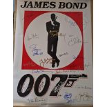 JAMES BOND SIGNED POSTER. Signatures include Sean Connery, George Lazenby, Roger Moore, Timothy