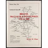 BRISTOL 5TH CLAUSE & PENNY POSTS 1793-1840 handbook by Ian Warn 1980, with dust jacket in good