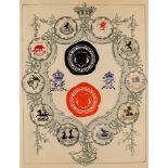 CRESTS & MONOGRAMS COLLECTION in two well filled late Victorian Lincoln or Nister albums,