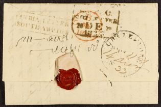 GB.PRE - STAMP SOUTHAMPTON SHIP LETTER 1833 (November) a letter carried privately from India to
