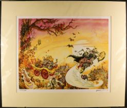 TERRY PRATCHETT DISCWORLD LIMITED EDITION PRINT by Josh King. (313/500 ). Also includes 2000 desk