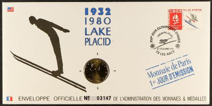 COLLECTIONS & ACCUMULATIONS WINTER OLYMPIC MEDAL COVERS collection of 12 special French covers for