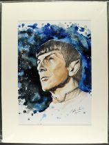 STAR TREK ART PRINT - SPOCK BY CAROLYN EDWARDS and other items which include two mounted prints,