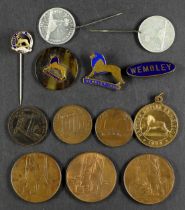 WEMBLEY EXHIBITION 1924 - 1925 collection of tokens, medalions & enameled pins (13 items)