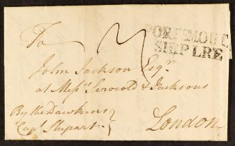 GB.PRE - STAMP PORTSMOUTH SHIP LETTER 1772 (27th April) a letter from Jamaica to London carried to