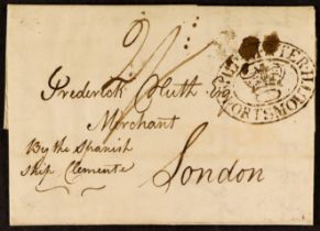 GB.PRE - STAMP PORTSMOUTH SHIP LETTER 1813 (29th Nov) a letter from Corunna, Spain, carried by ‘