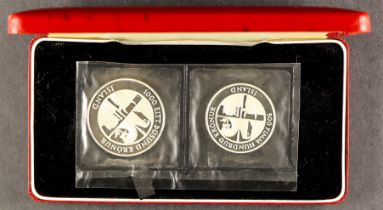 COINS Iceland 1974 500kr & 1000kr silver proofs 1100th Anniv of Settlement, in box (+/- 50g)