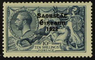 IRELAND 1925 RUNNAL'S RE-ENTRY. 10s dull grey-blue Seahorse, narrow date overprint with RUNNAL'S