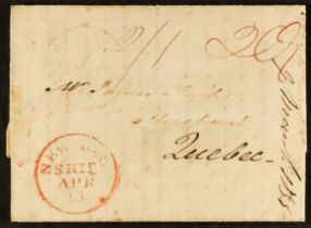 GB.PRE - STAMP PORTSMOUTH SHIP LETTER 1835 (9th March) a letter from London to Quebec, Canada, 9th