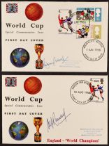 FOOTBALL AUTOGRAPHS: BOBBY MOORE AND SIR ALF RAMSEY on two 1966 World Cup First Day Covers (2).