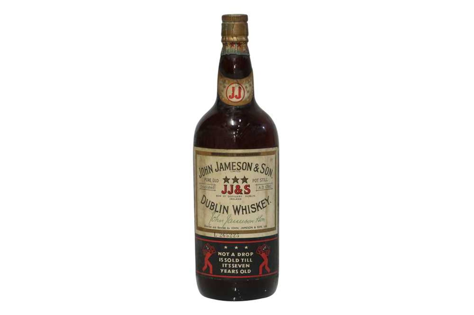 John Jameson & Son, Pure Old Pot Still Three Star Dublin Whiskey, Seven Years Old, pre-1968 bottling