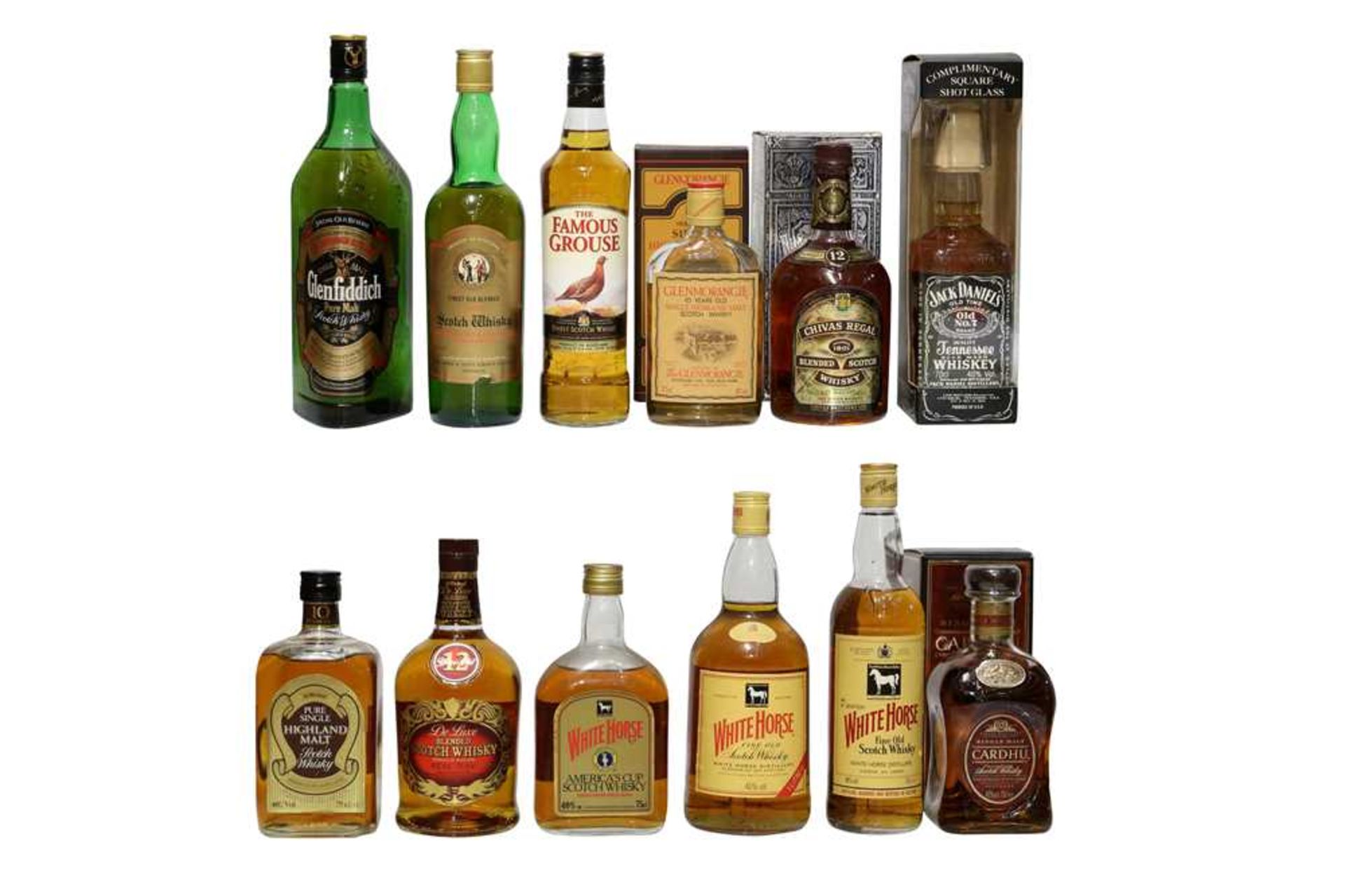 Assorted Scotch Whisky: Glenfiddich, Glenmorangie, White Horse etc