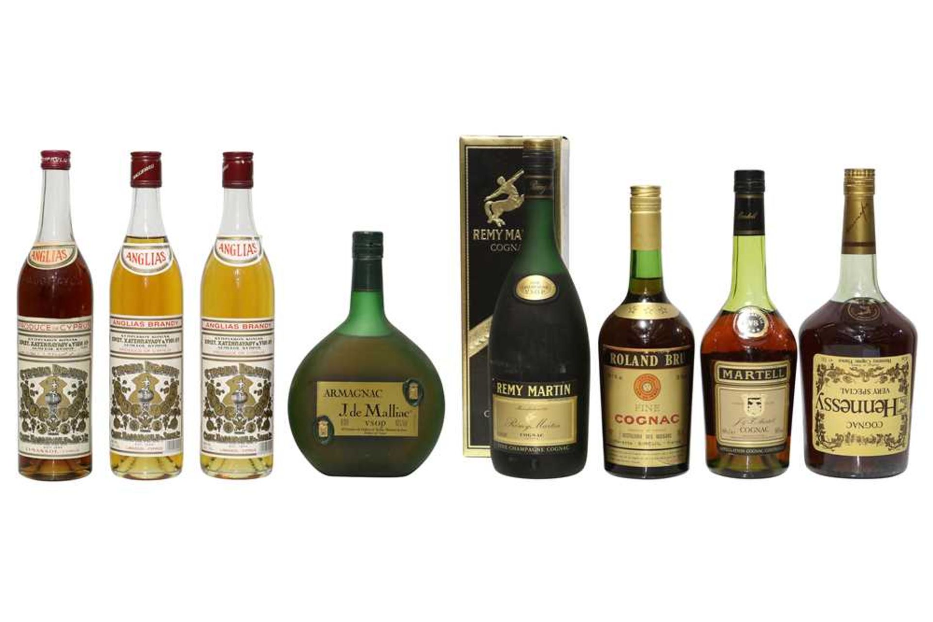 Assorted Brandy: Hennessy, Martell, Remy Martin and others