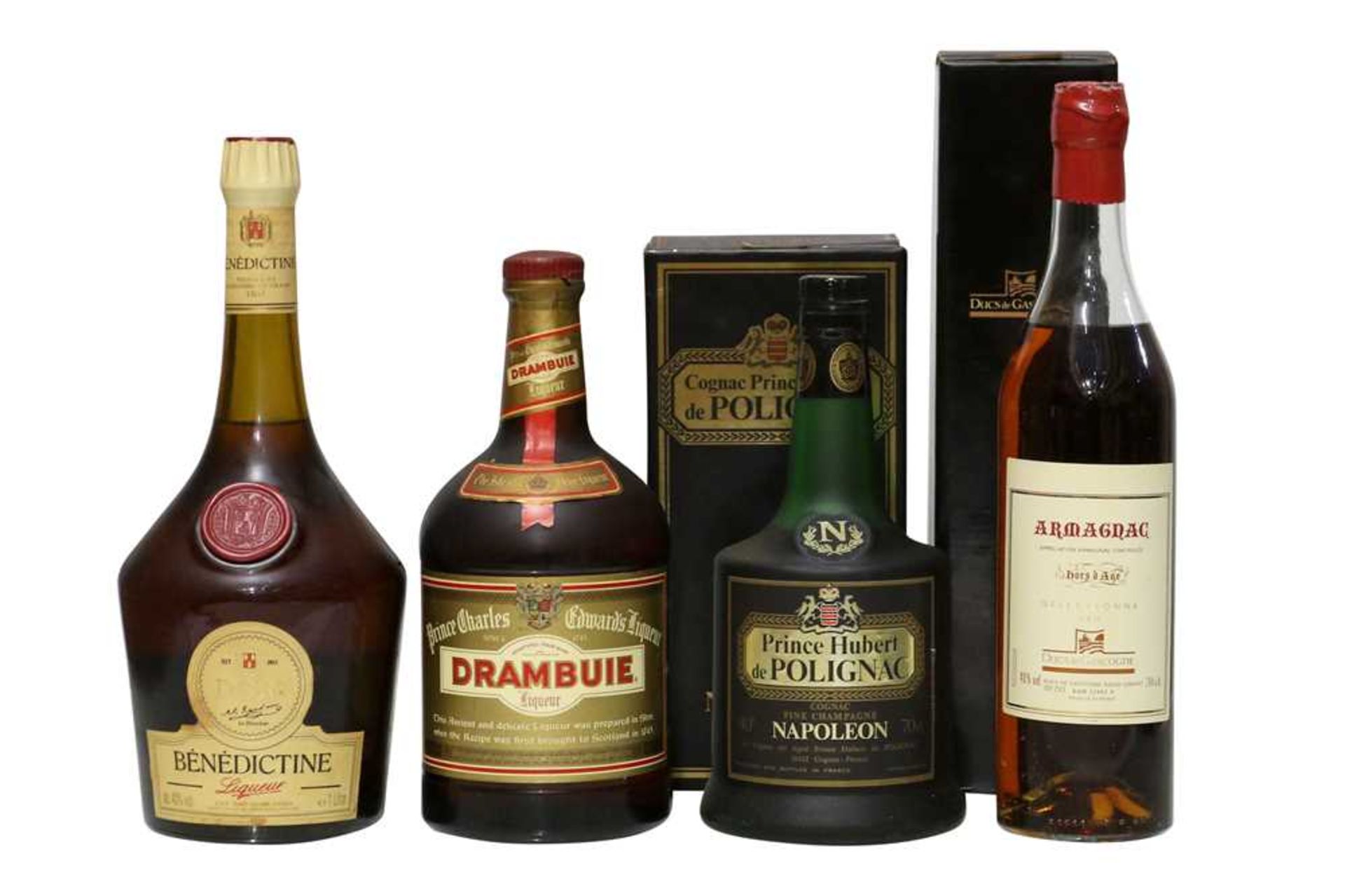 Assorted Brandy and Liqueur: Ducs de Gascogne Armagnac and three others