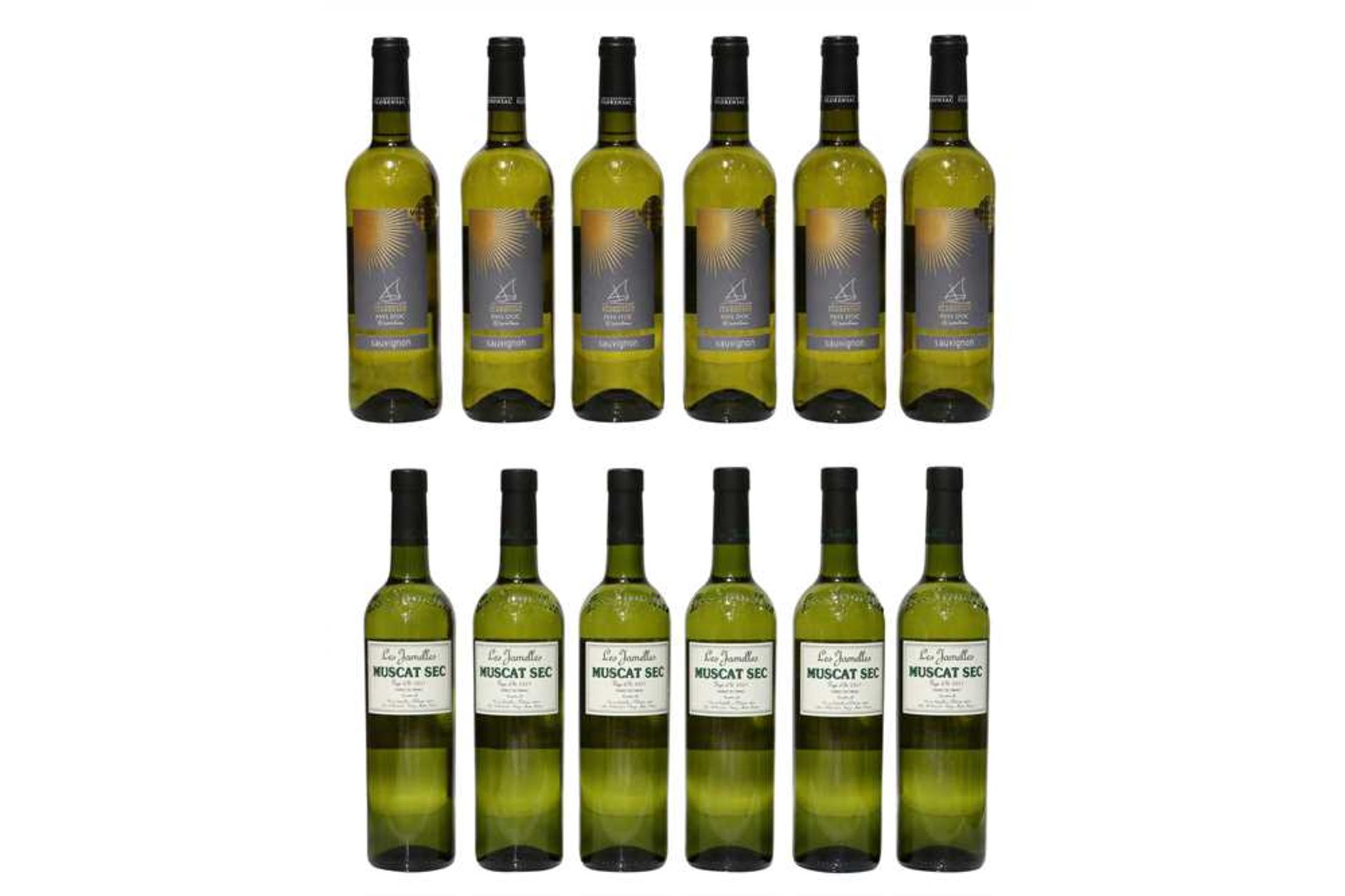 Southern French White Wine: Muscat Sec, Les Jamelles, 2021, six bottles and six others